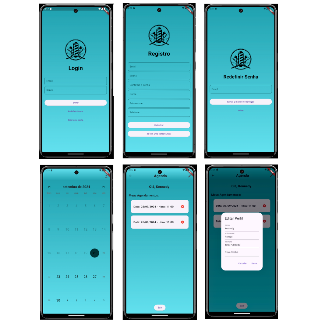 Interface do aplicativo de agendamento